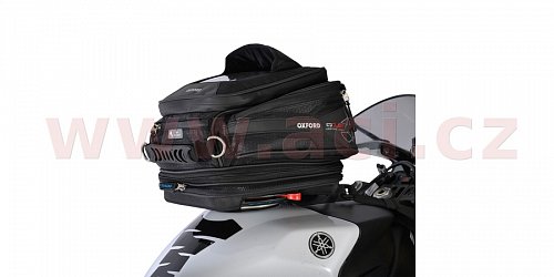 tankbag na motocykl Q15R QR, OXFORD - Anglie (černý, s rychloupínacím systémem na víčka nádrže, objem 15 l)
