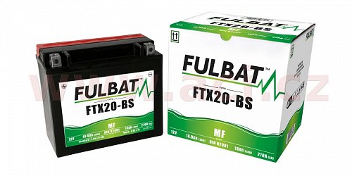 baterie 12V, FTX20-BS, 18Ah, 270A, bezúdržbová MF AGM 175x87x155 FULBAT (vč. balení elektrolytu)