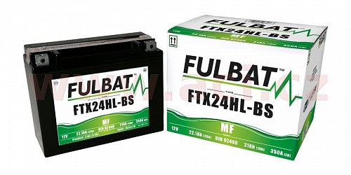 baterie 12V, FTX24HL-BS, 22,1Ah, 350A, bezúdržbová MF AGM 205x87x161, FULBAT (vč. balení elektrolytu)