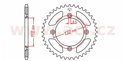 duralová rozeta pro sekundární řetězy typu 428, Q-TECH (oranžová, 50 zubů)