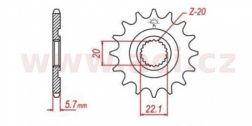 řetězové kolečko pro sekundární řetězy typu 520, Q-TECH (12 zubů)