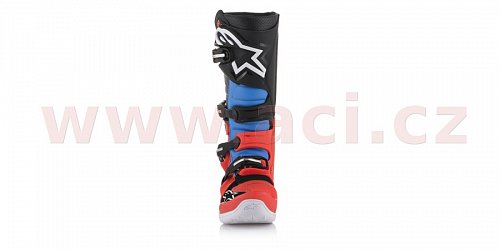 boty Tech 7, ALPINESTARS - Itálie (červené fluo/světle modré/černé/tmavě šedé)