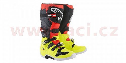 boty Tech 7, ALPINESTARS - Itálie (žluté fluo/červené fluo/černé)