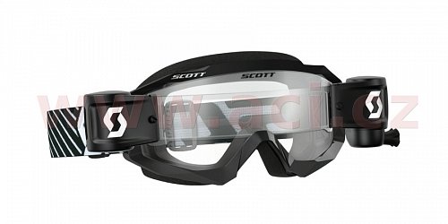 brýle HUSTLE MX WFS, SCOTT - USA (černá/bílá, čiré plexi s Roll Off)