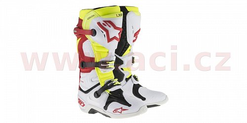 boty Tech 10, ALPINESTARS - Itálie (bílé/červené/žluté fluo)