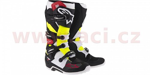 boty Tech 7, ALPINESTARS - Itálie (černé/červené/žlutá fluo)