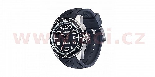 hodinky TECH STEEL, ALPINESTARS - ITÁLIE (broušený nerez/černá, pryžový pásek)