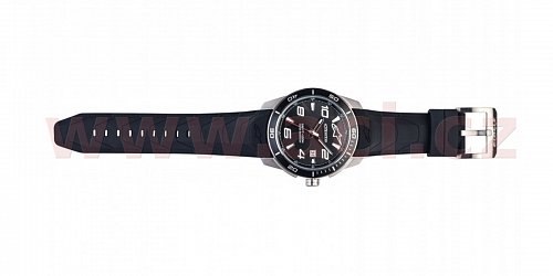 hodinky TECH STEEL, ALPINESTARS - ITÁLIE (broušený nerez/černá, pryžový pásek)