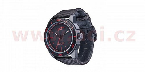 hodinky TECH PVD, ALPINESTARS - ITÁLIE (černá/červená, textilní pásek)