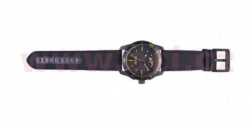 hodinky TECH PVD, ALPINESTARS - ITÁLIE (černá/žlutá, textilní pásek)