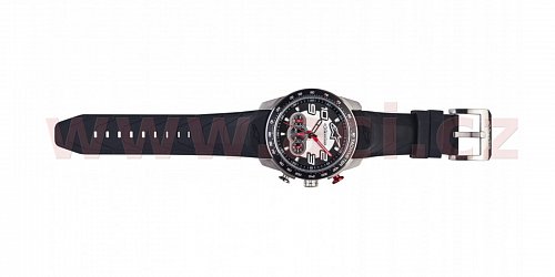 hodinky TECH CHRONO STEEL, ALPINESTARS - ITÁLIE (broušený nerez/černá/červená, pryžový pásek)
