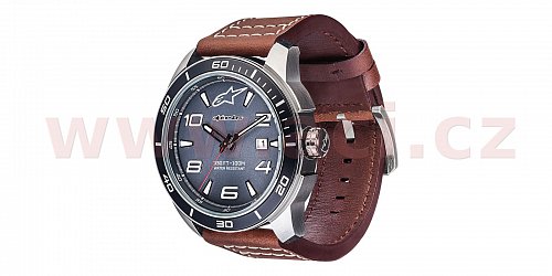 hodinky TECH HERITAGE, ALPINESTARS (broušený nerez, kožený pásek)