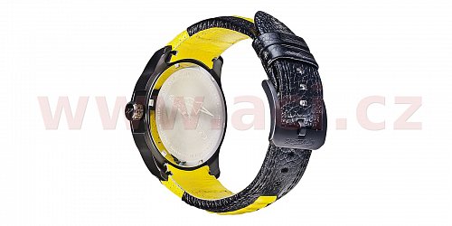 hodinky TECH RACE, ALPINESTARS (černá/žlutá, kožený pásek)
