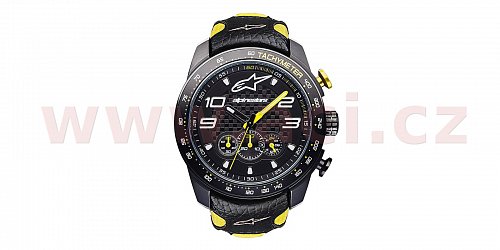 hodinky TECH RACE CHRONO, ALPINESTARS (černá/žlutá, kožený pásek)
