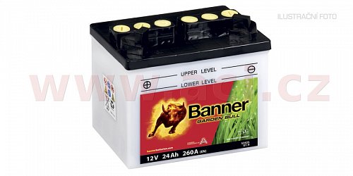 baterie 12V, U1-9, 24Ah, 260A, levá, BANNER Garden Bull 196x131x183