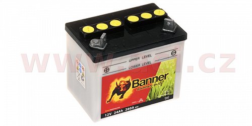 baterie 12V, U1-9, 24Ah, 260A, levá, BANNER Garden Bull 196x131x183