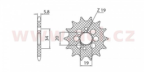řetězové kolečko pro sekundární řetězy typu 420, SUNSTAR (15 zubů)