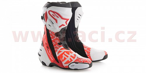 boty Supertech R Samurai, ALPINESTARS - Itálie (bílé/červené fluo/šedé/černé, perforovaná kůže)