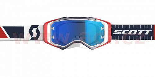 brýle PROSPECT, SCOTT - USA (červené/modré, modré chrom plexi s čepy pro slídy)