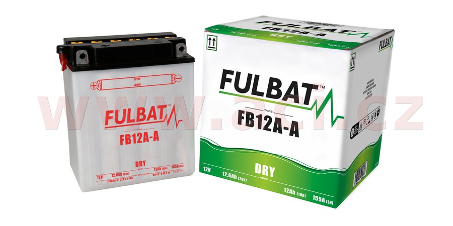 baterie 12V, FB12A-A, 12Ah, 155A, konvenční 134x80x160, FULBAT (vč. balení elektrolytu)