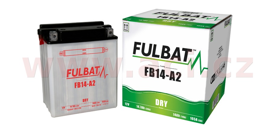 baterie 12V, FB14-A2, 14Ah, 165A, konvenční 134x89x166, FULBAT (vč. balení elektrolytu)