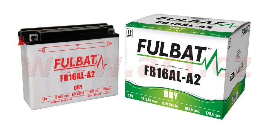 baterie 12V, FB16AL-A2, 16,8Ah, 175A, konvenční 207x71,5x164 FULBAT (vč. balení elektrolytu)