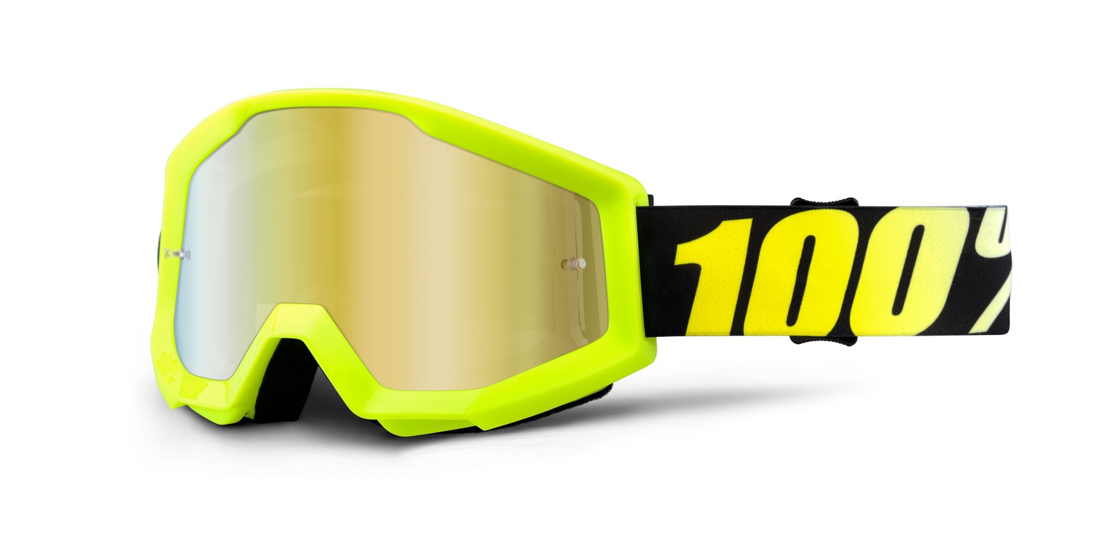 brýle Strata Neon Yellow, 100% - USA (žluté, zlaté chrom plexi s čepy pro slídy)