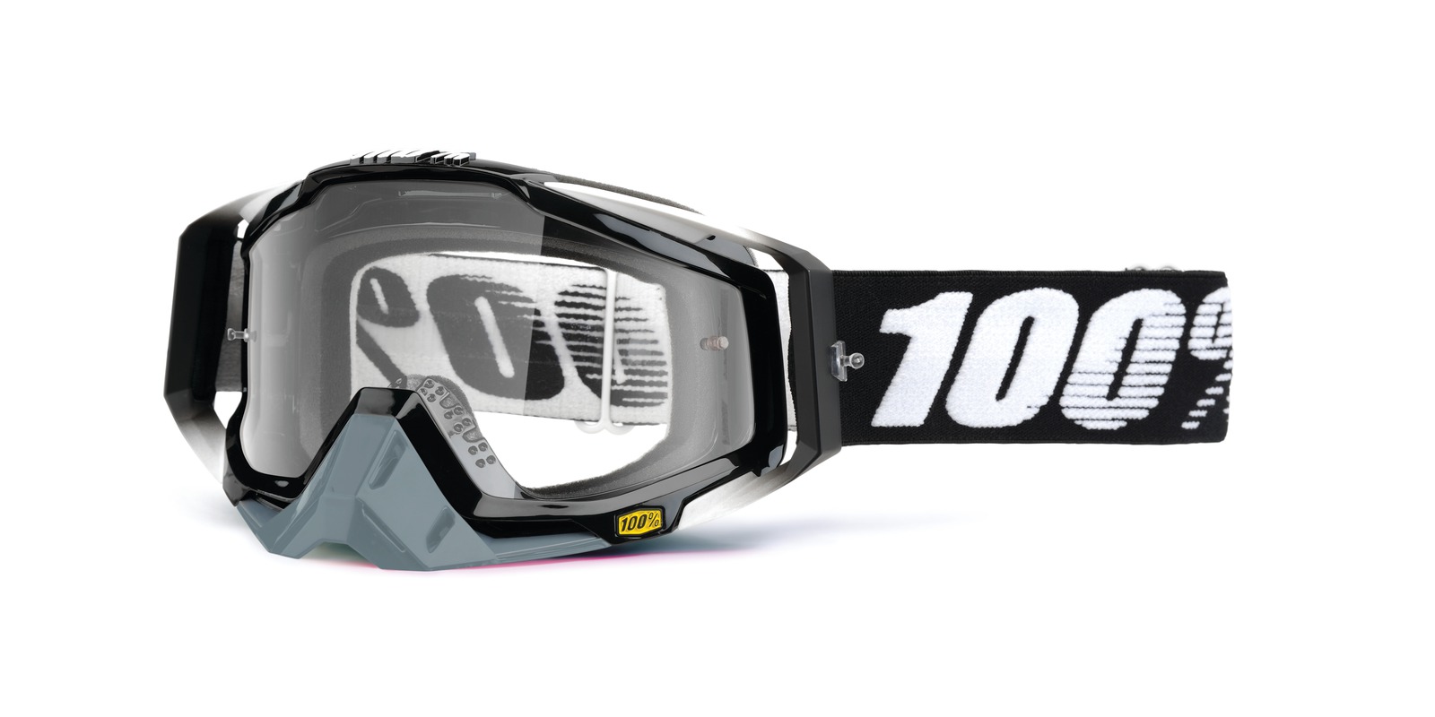 brýle Racecraft Abyss Black, 100% - USA (čiré plexi + chránič nosu +20 strhávaček)
