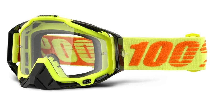 brýle Racecraft Attack Yellow, 100% - USA (čiré plexi + chránič nosu +20 strhávaček)