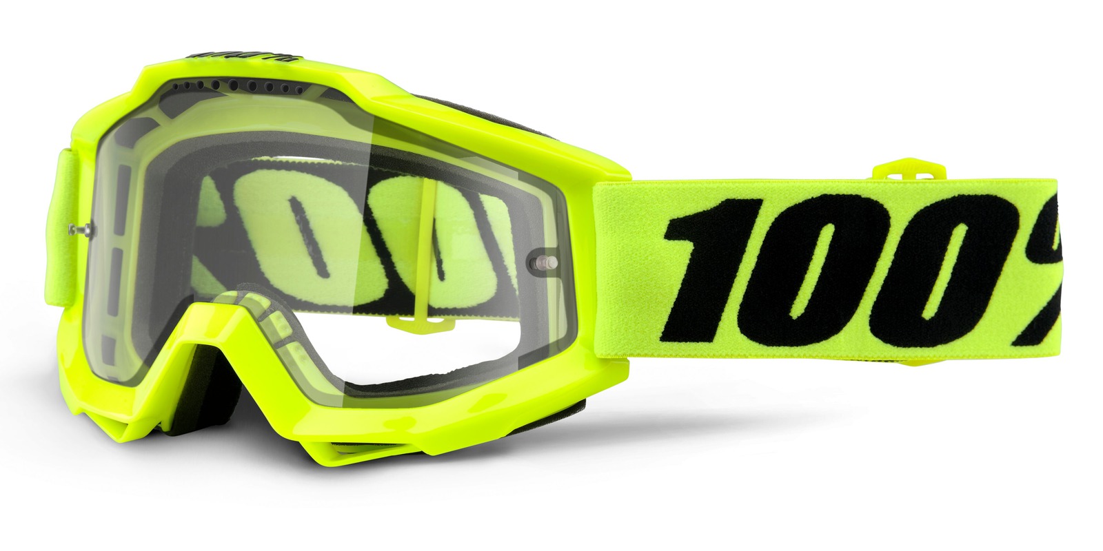 brýle Accuri Enduro Fluo Yellow, 100% - USA (kouřové dual plexi s čepy pro slídy)