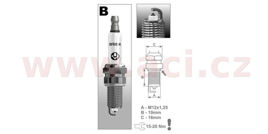zapalovací svíčka BR12YP řada Platin, BRISK - Česká Republika